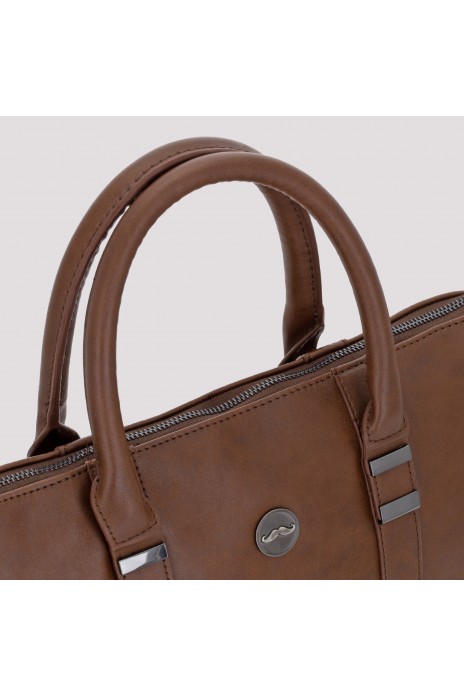 Bolso con asas Piel - MARRON