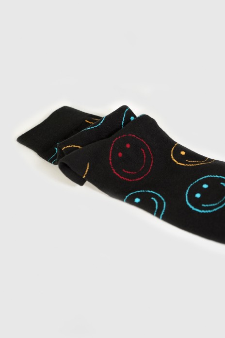 Calcetines happy face - NEGRO