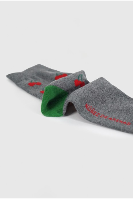 Calcetines cerezas - GRIS-...