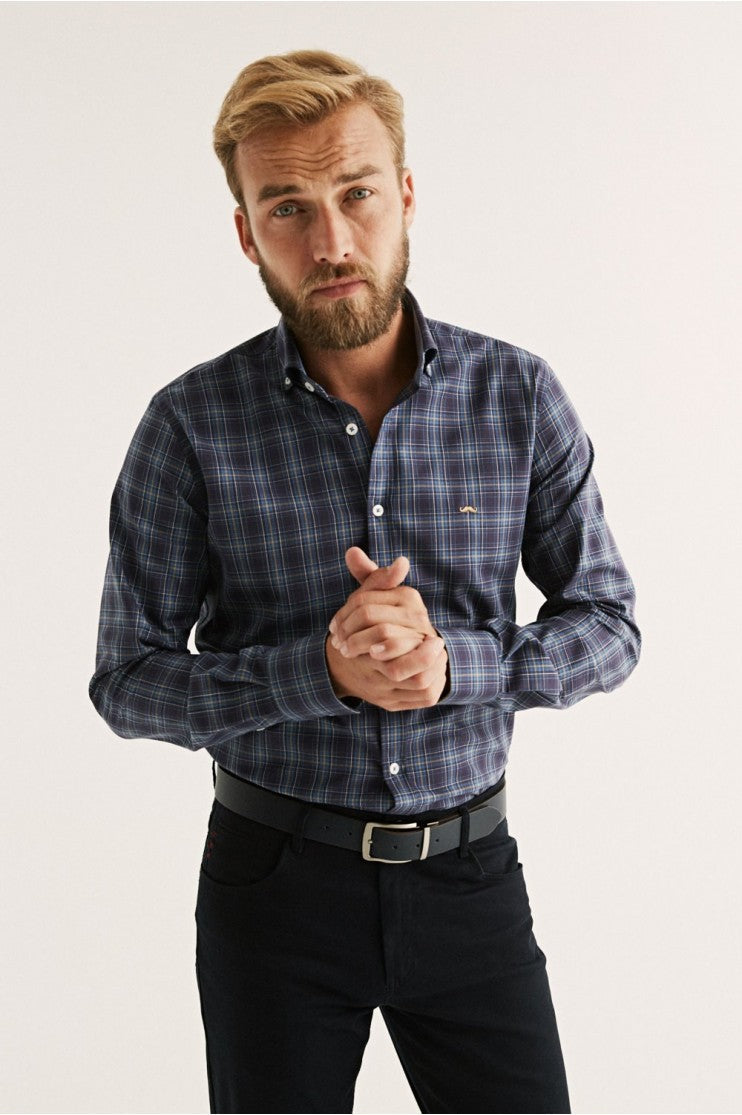 Camisa cuadros sport tonos Oscuros Outlet