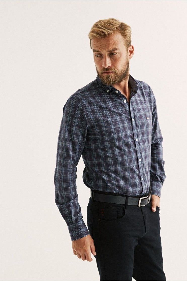 Camisa cuadros sport tonos Oscuros Outlet