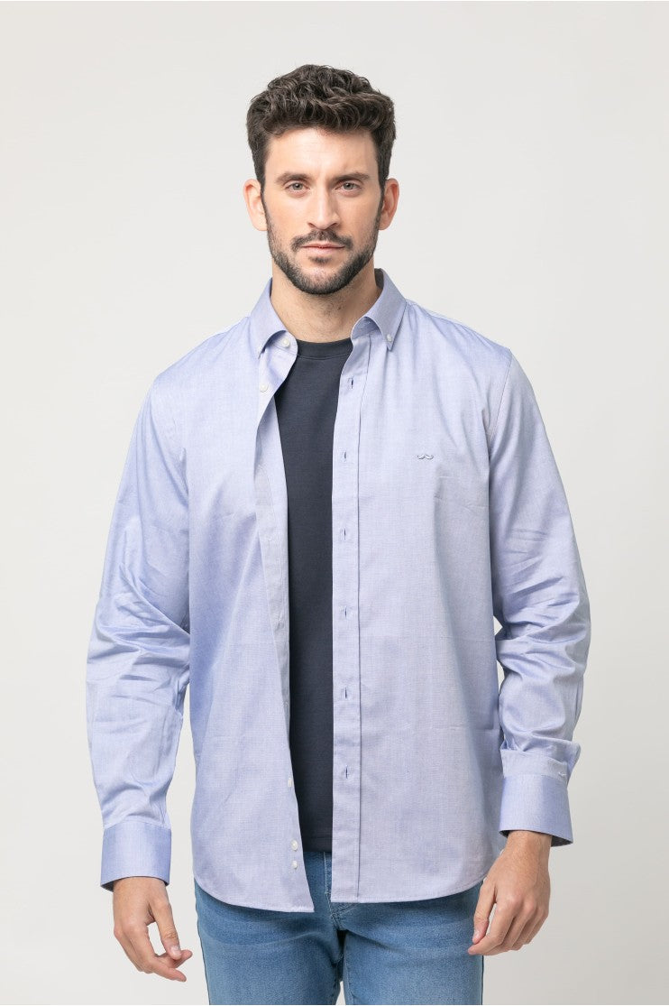 Camisa sport lisa lavada s/ Elaro Outlet