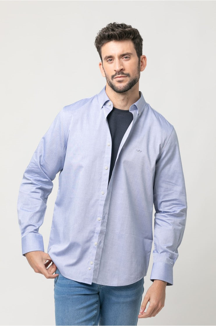 Camisa sport lisa lavada s/ Elaro Outlet