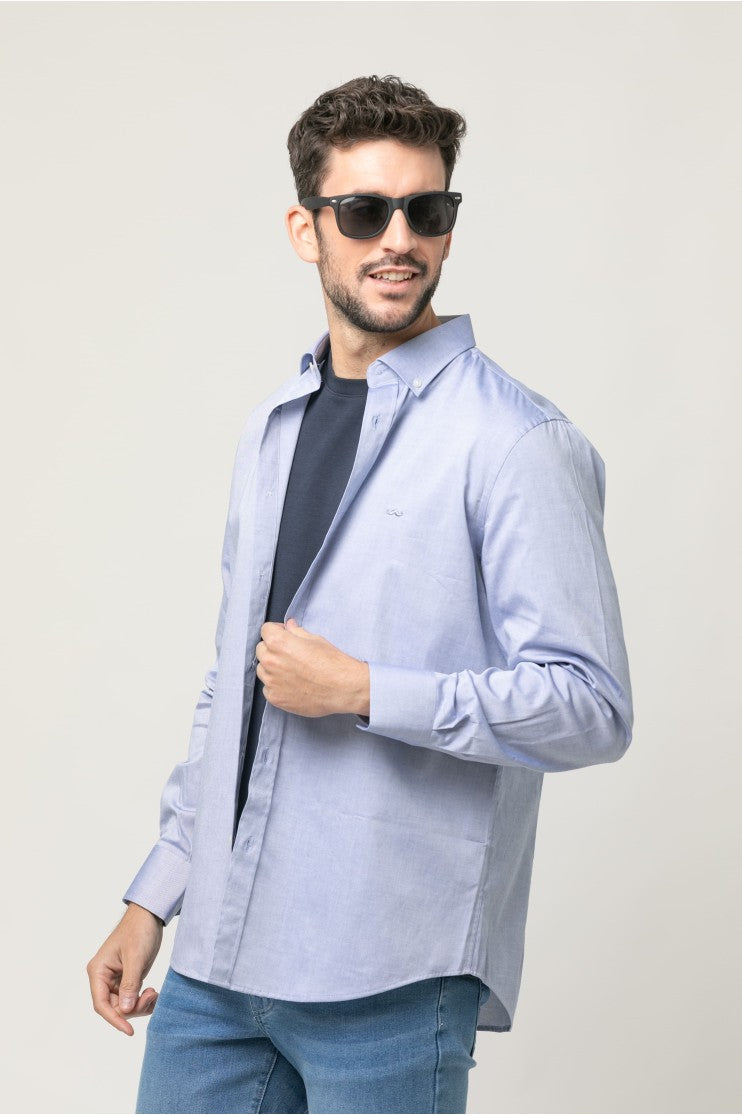 Camisa sport lisa lavada s/ Elaro Outlet