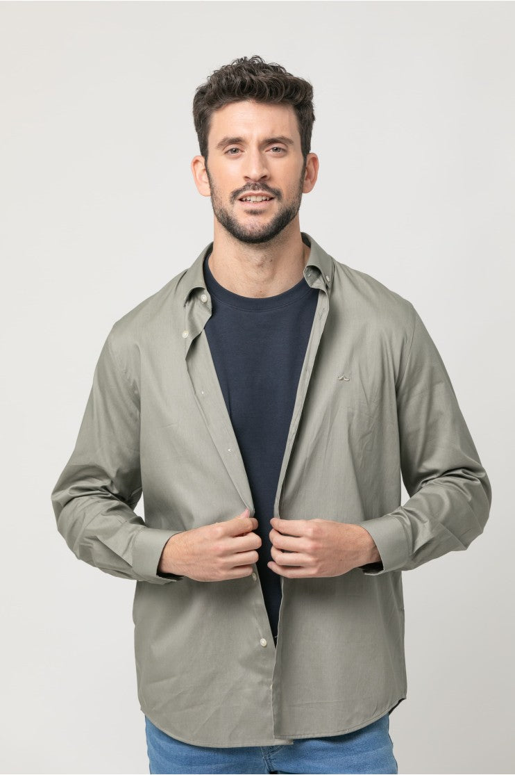 Camisa sport lisa lavada s/ Elaro Outlet