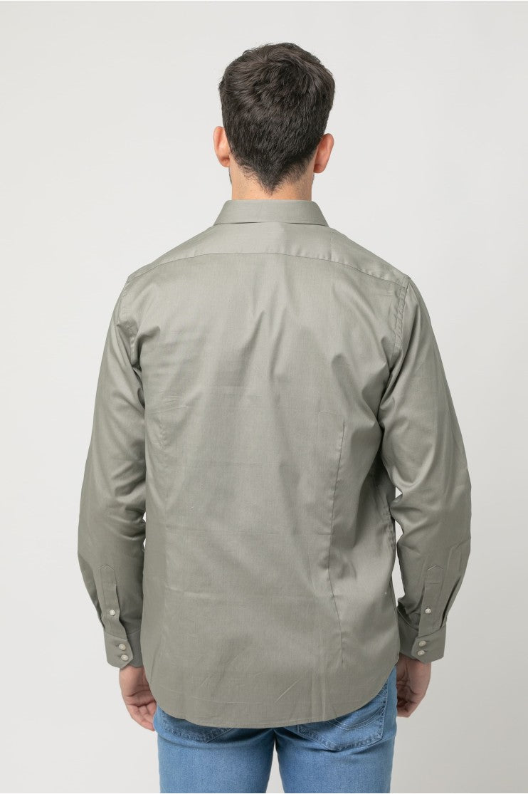 Camisa sport lisa lavada s/ Elaro Outlet