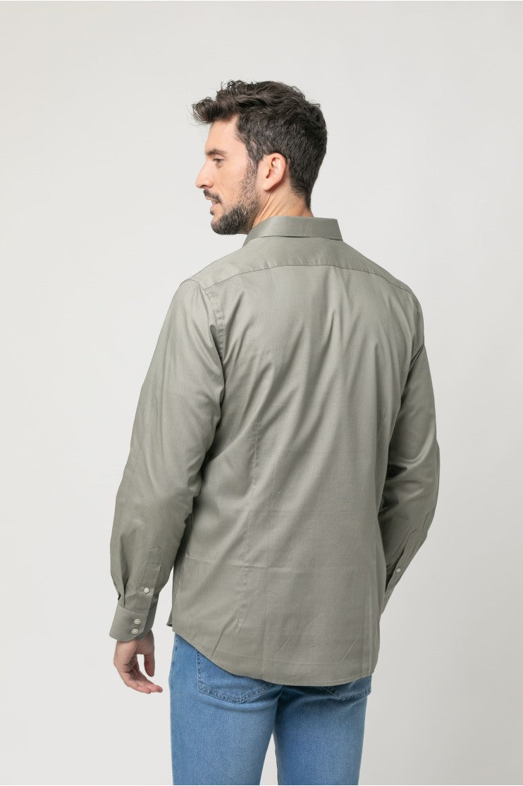 Camisa sport lisa lavada s/ Elaro Outlet
