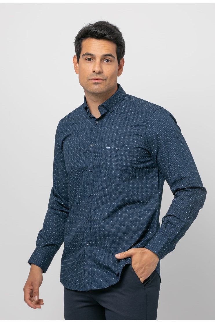Camisa sport estampada s/ contra