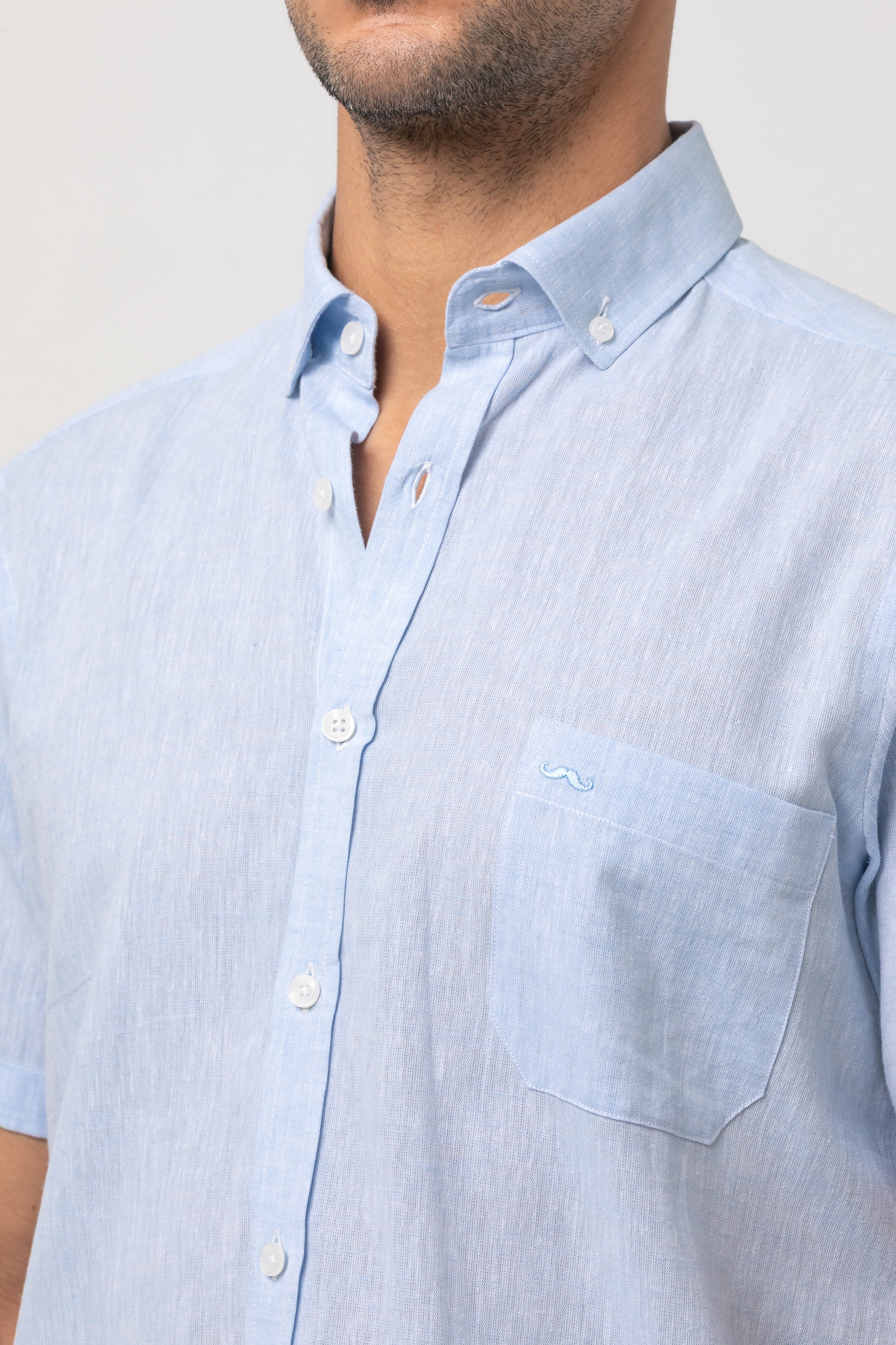 Camisa m/c lino s/ César