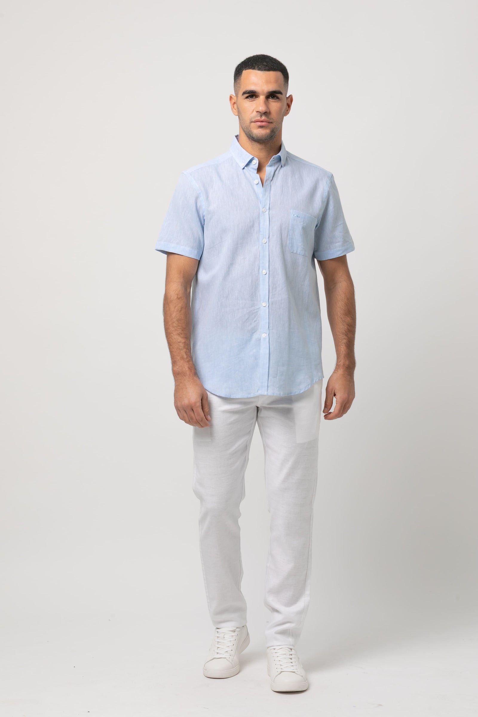 Camisa m/c lino s/ César