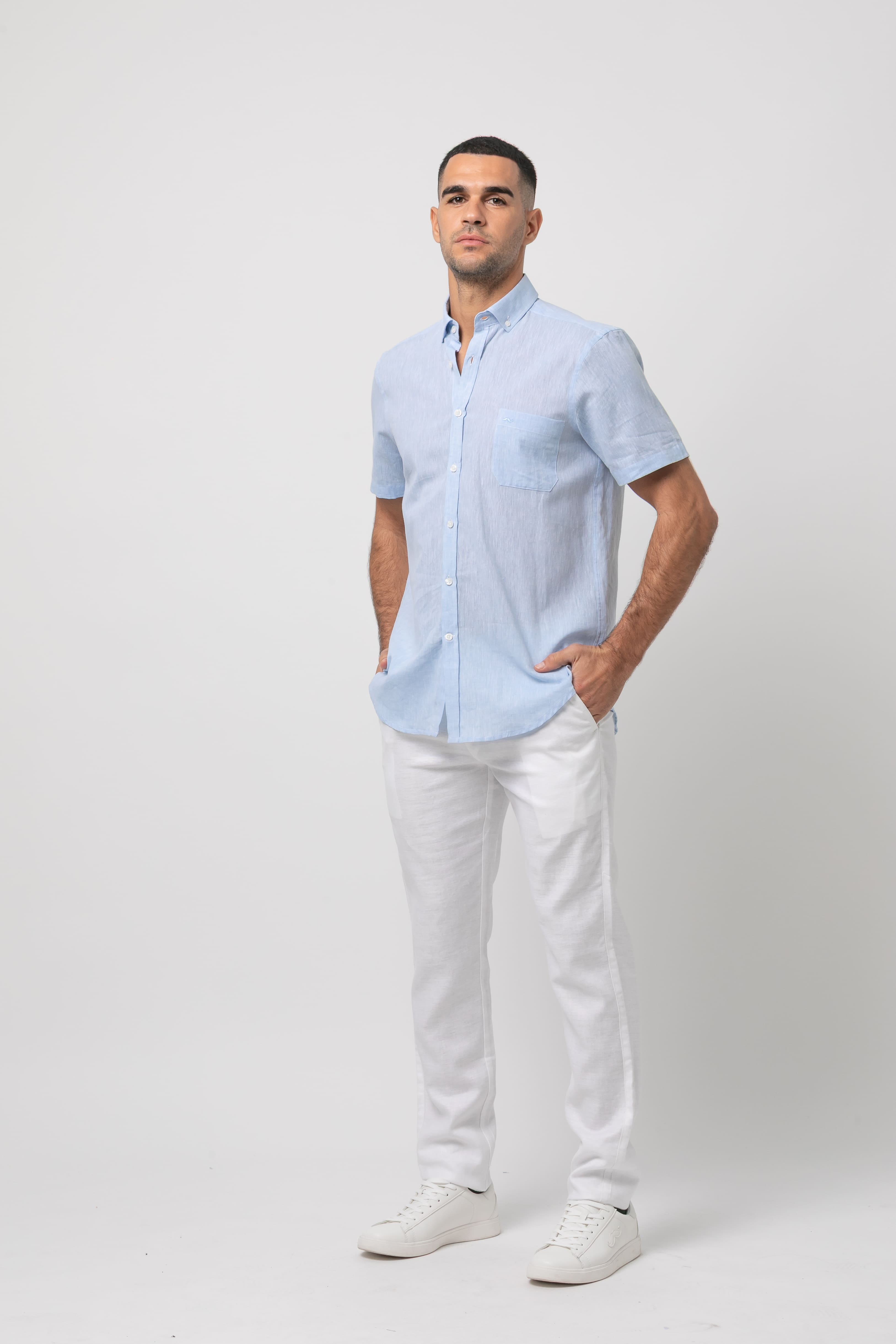 Camisa m/c lino s/ César