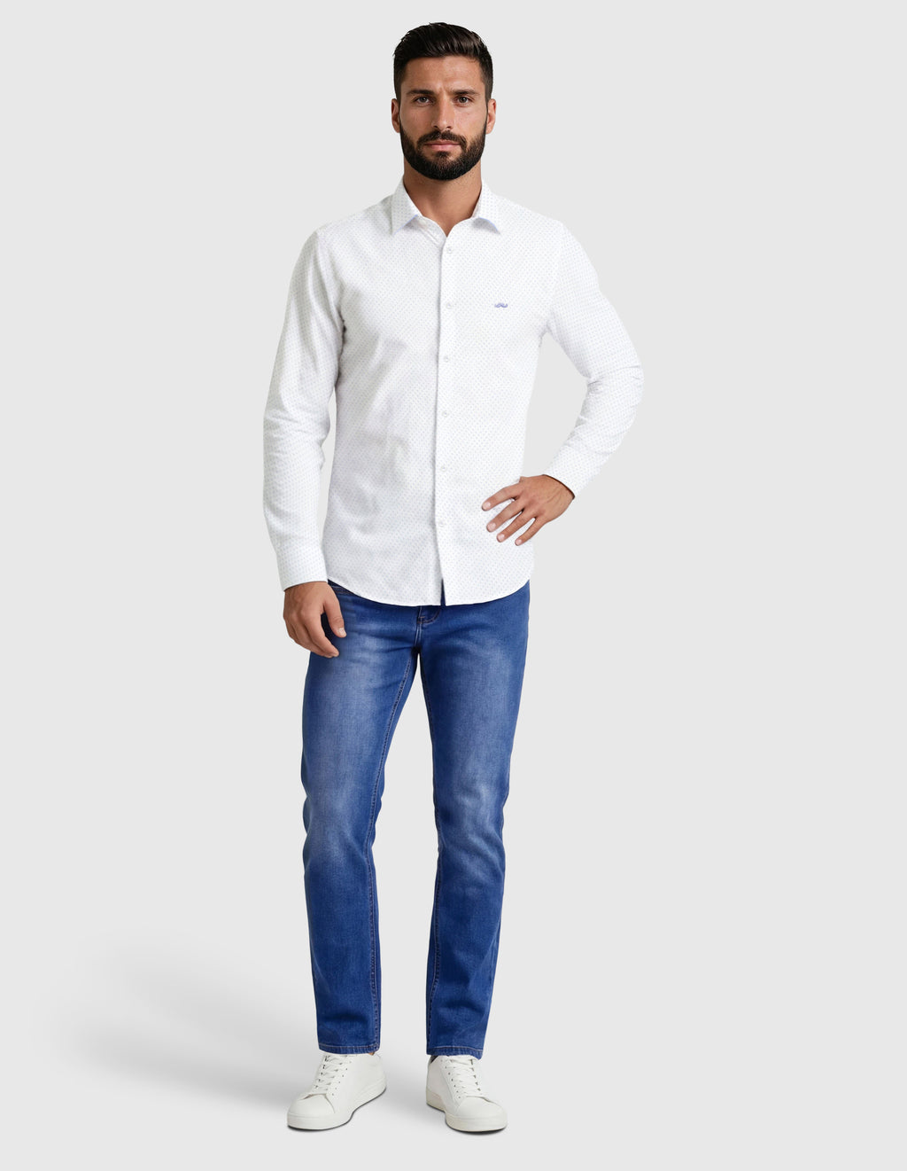 Camisa sport estampada s/ risco